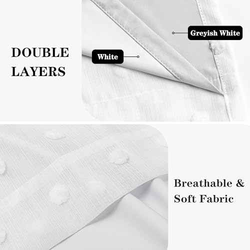 Image of MEETSKY 100% Blackout Curtains for Bedroom,White Pom Pom Curtains 50x90 in | Light Blocking Drapes,Curtains for Living Room,Room Darkening,Thermal Insulated Grommet Drape,for Kids Bedroom,2 Panels Set