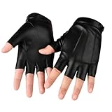 BOBITALK 1 Paar Fingerlose Handschuhe Herren leder & Damen – Sportliche Lederhandschuhe herren ohne Finger,Outdoor Autofahrer Handschuhe Fingerlos aus PU-Leder für Outdoor, Fitness