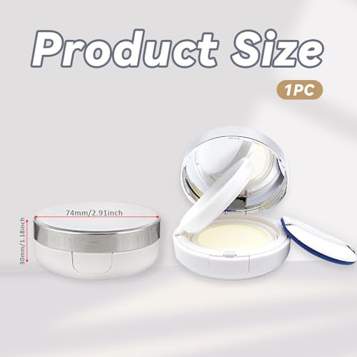 15g 0.5oz empty cushion foundation compact, luxurious white silver edge portable bb cream container dressing case2