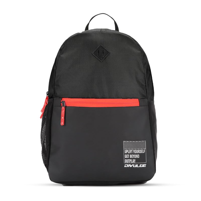 Image of DIVULGE Coral 24 Liters Large black Casual Backpack with Laptop sleeve, Front Pocket and Water Bottle Pouch (Black)
