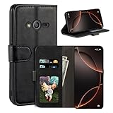 UOGNADGD Leder-Flip-Hülle Kompatibel mit Samsung Galaxy Ace 4 LTE G313 Geldbörsen-Hülle mit Kartenfächern, Magnetverschluss, Kickstand, RFID Stoßfest (Schwarz)