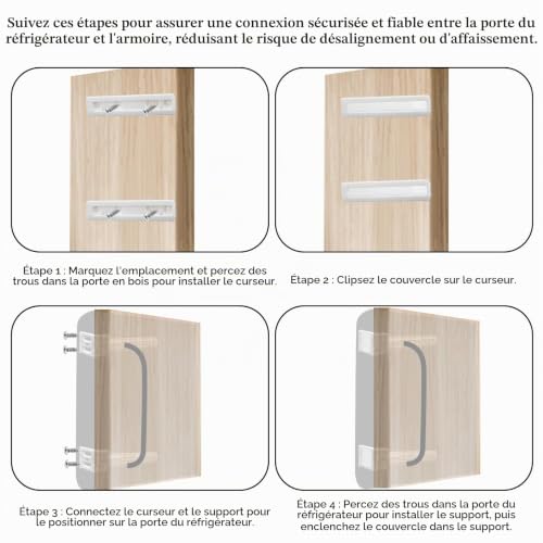 4pcs Universel Intégré Réfrigérateur Congélateur Glissière Porte avec – vue 5