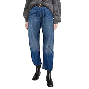 EVALESS Womens Baggy Barrel Jeans High Waisted Wide Leg Boyfriend Denim Ankle Pants