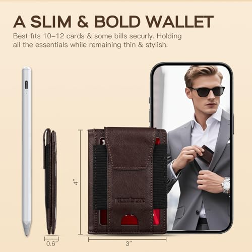 RUNBOX Slim Wallet for Men With 2 ID Windows Holds 10-12 Cards Minimalist Front - Pocket RFID - Blocking Wallets Ideal Gift Choice4