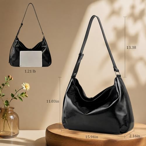 Bolso Hobo de Cuero Vegano para Mujer con Correa Ajustable miniatura 4