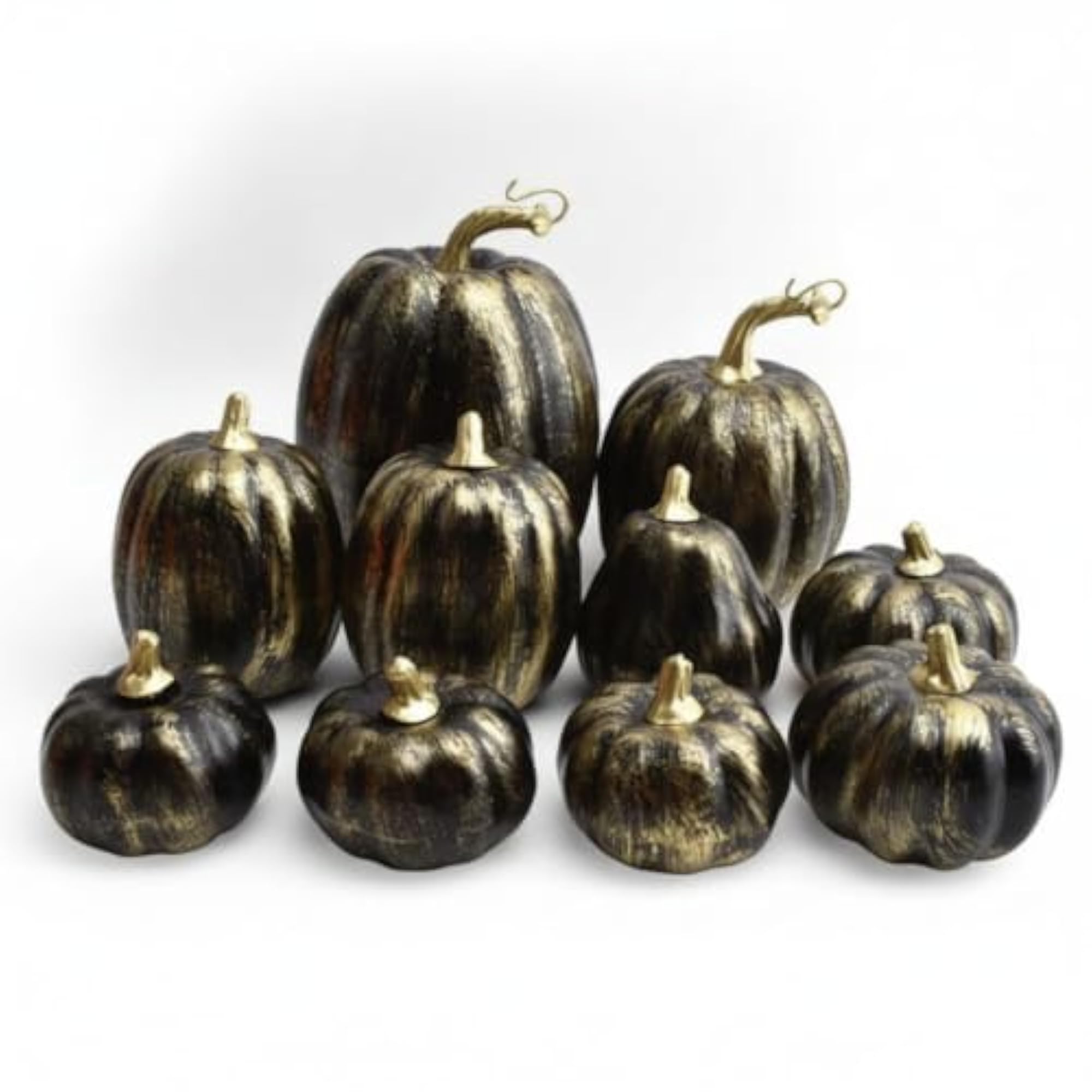 10 Pieces Fall Artificial Pumpkin with Gold Stem