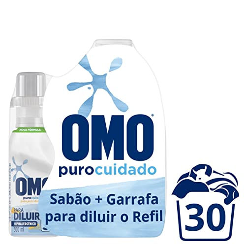 Kit Garrafa Para Diluição + Sabão Líquido Omo Puro Cuidado Para Diluir 500Ml, Omo
