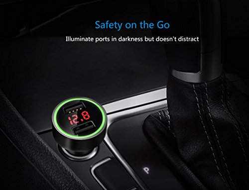 Palumma 24W/4.8A Dual Usb Car Charger, 12V To Usb Outlet With Cigarette Lighter Voltage Meter Led/Lcd Display Battery Low Voltage Warning (Black) #TOP6