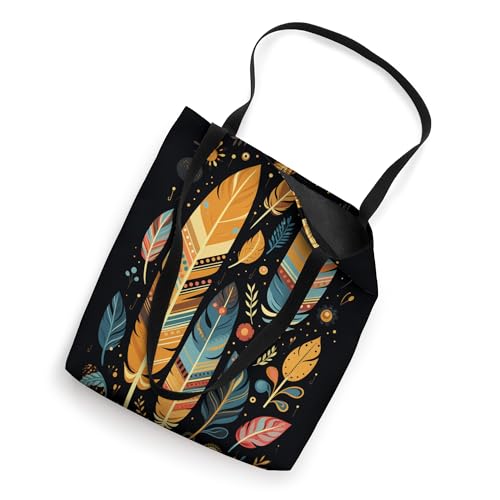 Bolso tote vintage bohemio sureño occidental nativo americano negro con estampado de plumas miniatura 2