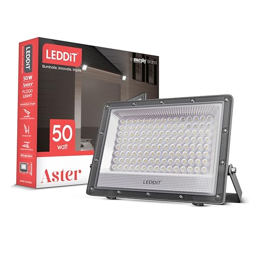 Image of Aster 50W LED Flood Light with 2-Year Warranty | IP66 Waterproof Outdoor Light for Garage, Garden, Shop, Parking | Cool White | BIS Approved | Pack of 1