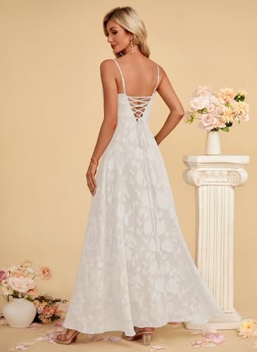 Image of Women's Elegant Wedding Guest Dress Spaghetti Straps Slim Fit Floral Sleeveless Formal Dress Maxi Evening Party