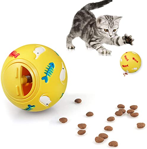 Jiuhao Cat Treat Ball - Slow Feeder Food Dispenser Interactive Puzzle Toy for Indoor Cats Brain Stimulation Training