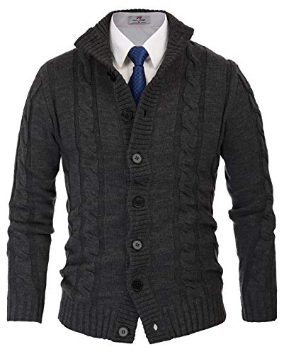 PJ PAUL JONES Mens Cable Knit Cardigan Stand...
