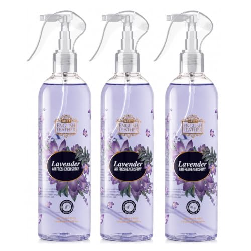Image of Next English Leather Lavender Air Freshener Spray for Home, Car & Office - 200 ml (Pack of 3) | Long Lasting Room Freshener | Gas-Free Deodorizer for Indoor Spaces | Family Value Pack