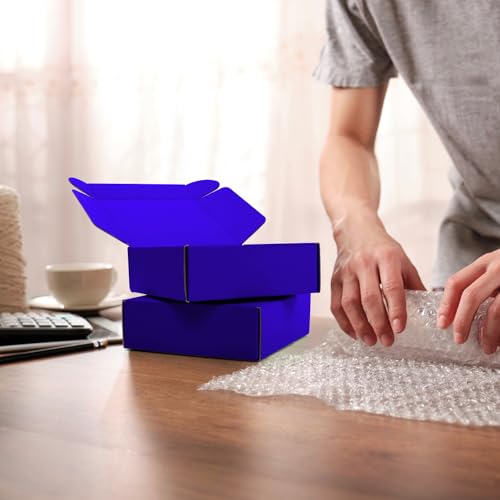 Image of Cardboard Boxes,15 Pack Shipping Boxes 6x6x2 Recyclable Mailing Boxes Colored Corrugated Cardboard Box Small Storage Boxes for Shipping, Mailing, Gifts Packaging (Royal Blue)