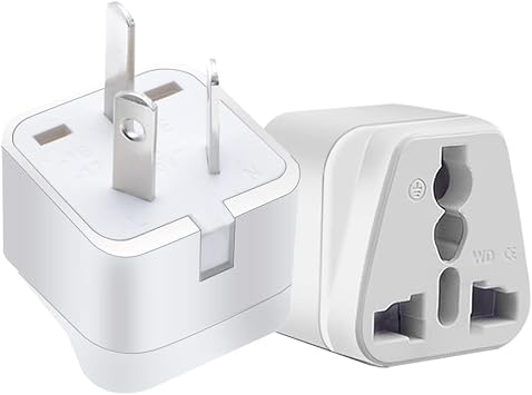 2 pcs Australia 3 Prong Travel Plug Adapter,AUS Plug to UK/US/EU Socket Power Converter,3 pin Male Plug of ustralia, China, New Zealand,Argentina Travel Plug Travel Convert Adapter White