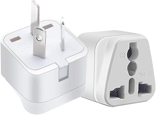 2 pcs Australia 3 Prong Travel Plug Adapter，AUS Plug to UK/US/EU Socket Power Converter，3 pin Male Plug of ustralia, China, New Zealand，Argentina Travel Plug Travel Convert Adapter (White)