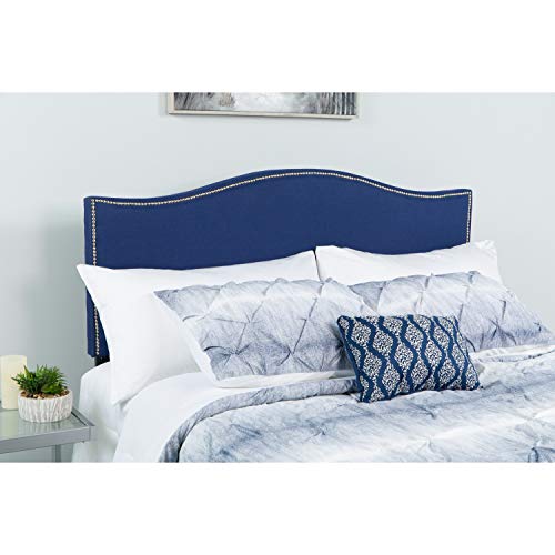 Flash Furniture Lexington Upholstered Twin Size Headboard with Accent Nail Trim in Navy