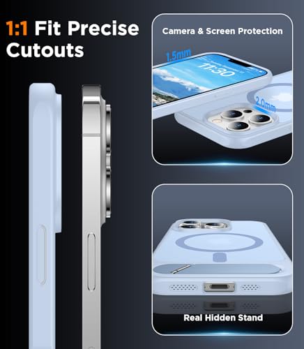 Image of Magnetic Compatible with iPhone 13 Pro Max Case, [Built-in Invisible Kickstand][Compatible with MagSafe] [Military Grade Shockproof] Slim Translucent Matte Phone Case for iPhone 13 Pro Max 6.7 inch
