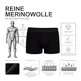 Utenos Bokserki męskie w 100% z wełny merynosów, wyprodukowane w UE, Czarny, XL