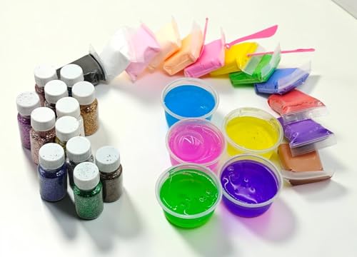 Image of Eclet 3 Slime+12 Air Dry Clay + 6 Glitter Box Creative DIY Kit for Toddler Kids with Tools |Combo Slime & Clay Fun Joy Pack for Kids Arts & Crafts, Sensory Play, Birthday Gift for Boys & Girls Age 3+