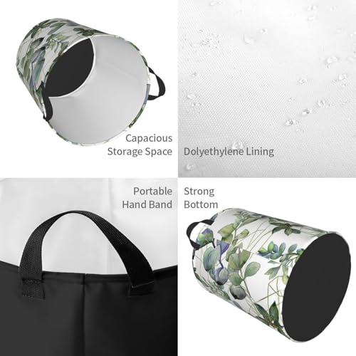 Panier à linge haut eucalyptus vert au design végétal soigné - 5
