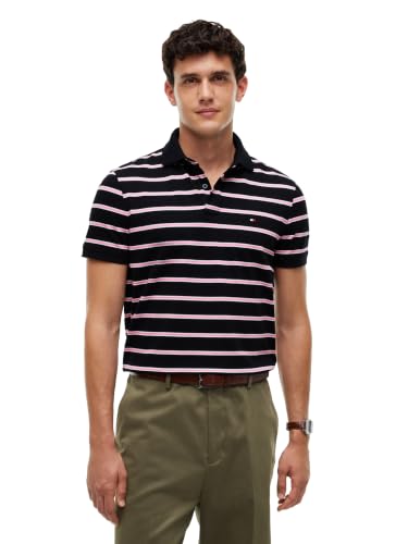 Image of Tommy Hilfiger Men's Short Sleeve Polo Shirts in Regular Fit With Stretch and Organic Pique Cotton