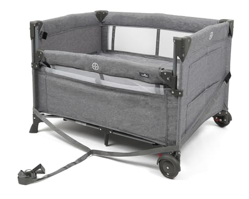 Babylo Deluxe Drop Side Co-Sleeper Bedside Travel Cot, Grey Mélange, Pack of 1 4 Babylo Deluxe Drop Side Co-Sleeper Bedside Travel Cot, Grey Mélange, Pack of 1 - Image 4