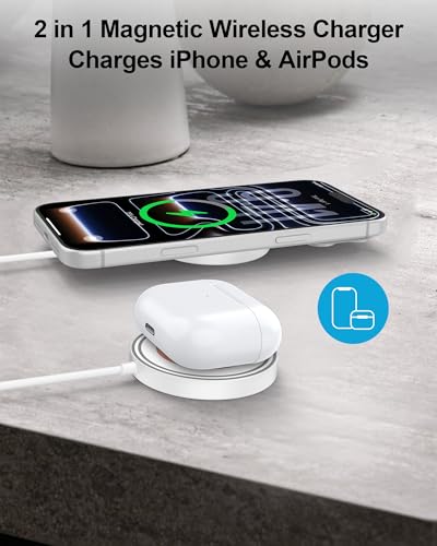 Magnetic Wireless Magsafe Charger for iPhone, Charging Pad for iPhone 17/16/15/14/13/12 Series & AirPods Pro 4/3, 15W Magnetic Wireless Charger for USB-C/A Ports, Fast Wireless Charging Pad for Apple - Image 5