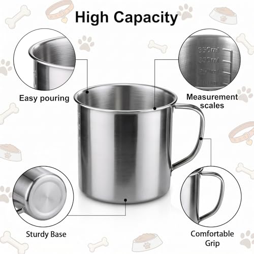 Vaso medidor para alimentos de mascota 350 ml acero inoxidable miniatura 4