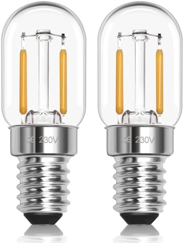 LED Light Bulb E14 Warm White 1 W 230 V, Fridge Light Bulb LED T22 E14 Warm White 2700 K, Replacement 10 W-15 W Halogen Bulb, Not Dimmable, for Night Light, Salt Lamp, Chandelier, Sewing Machine, Set of 2 - View 3