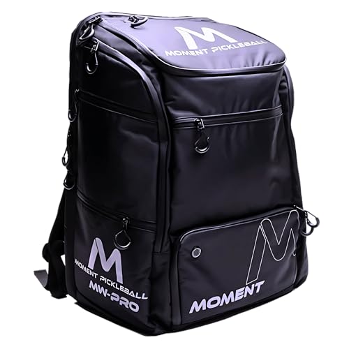 MOMENT MW-PRO Pickleball Bag | 2 Fence Hook Straps | 4 Pockets for Paddles, Balls, Shoes | Spacious Storage | Travel Ready