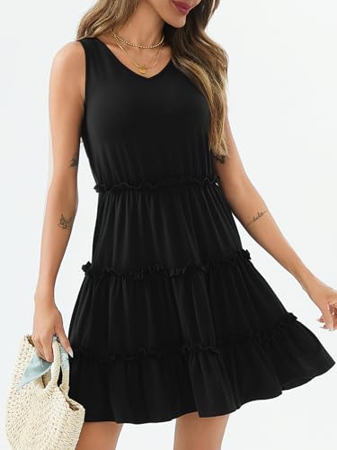 Image of PerZeal Women's 2026 Summer Dress Casual Sleeveless Boho Beach Vacation Outfits Mini Sundress