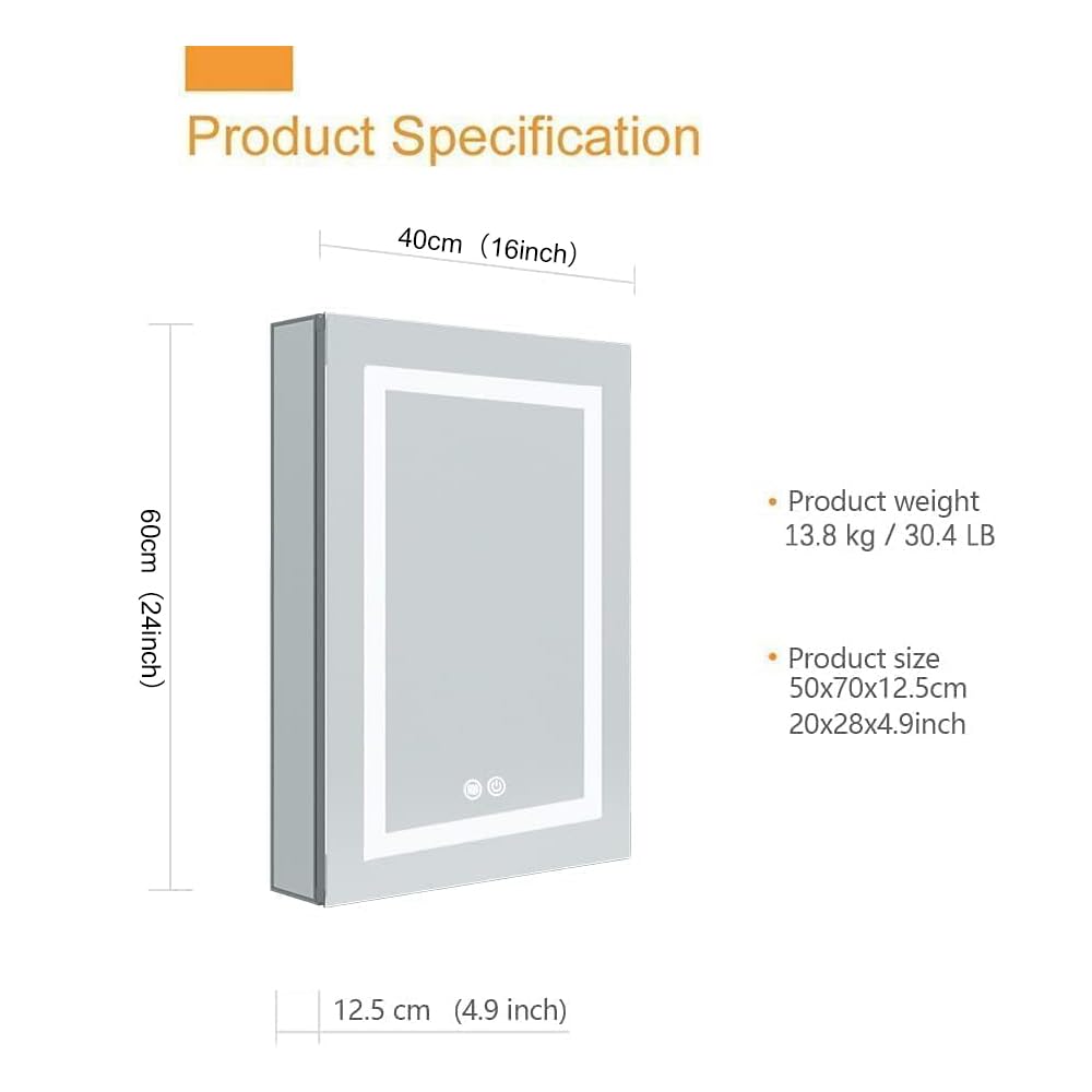 Amazon.co.jp: Janboe LEDバスルームミラーキャビネット,3つの色温度