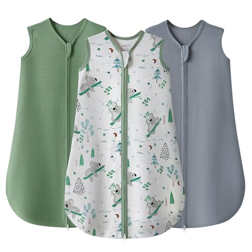 Image of JELLYMONI Baby Sleep Sack 0-6 Months 100% Cotton Wearable Blanket, 0.5 TOG Soft Lightweight Toddler Sleeping Sack 3 Pack 2-Way Zipper Newborn Sleep Sacks