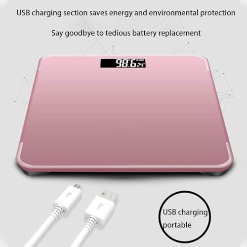 Báscula digital de baño rosa recargable USB miniatura 4