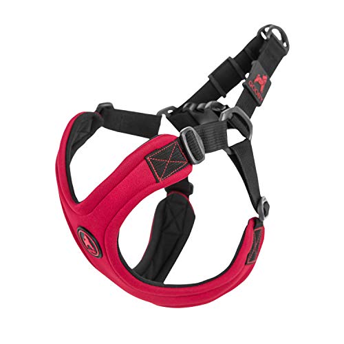 Gooby Escape Free Sport Harness - Red, Small - No Choke Step-in Patented Neoprene Small Dog Harness with Four-Point Adjustment - Perfect on The Go Dog Harness for Medium Dogs No Pull and Small Dogs