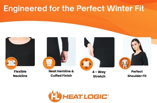 Heat Logic Women’s Thermal Long Sleeve - Warm Fleece-Lined Base Layer for Cold Weather, Black - Image 9