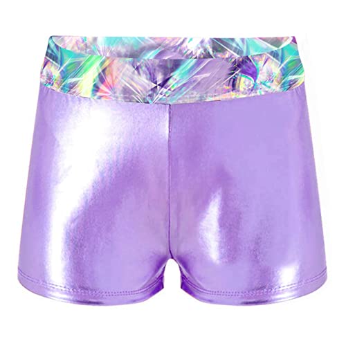 Linjinx Girls Sparkle Metallic Dance Shorts Kids Shiny Hot Pants Athletic Shorts Leotards Gymnastic Tumbling Bottoms