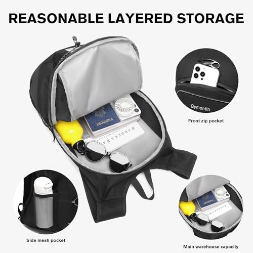 Ultra-Light Soft Daypack 15L/20L, Cushioned Breathable Back Panel Backpack, Lightweight Packable Travel Backpack (Black, 15L) - Image 3