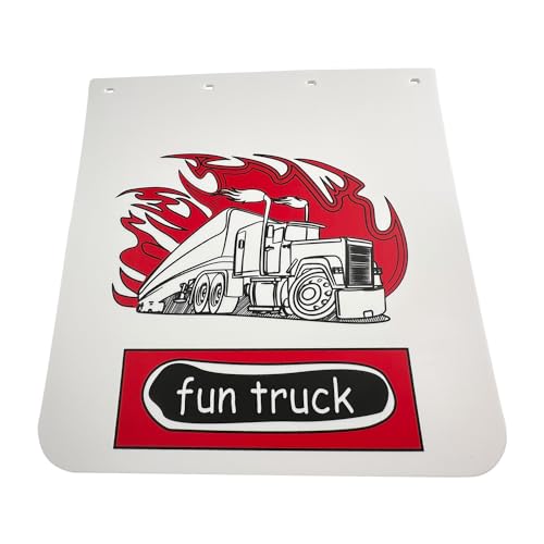 Image of BST BSSP Pair White Straight Heavy Duty Polymer Splash Guard Mudflaps 24 inchx 24 inch for Semi Truck Trailer, Great-Truck Pattern, Universal Fit