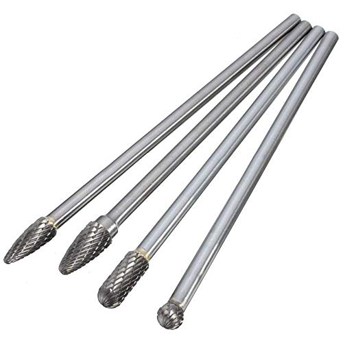 Image of Gasea 1/4" Shank Tungsten Carbide Rotary Burr Set Double Cut Rotary Burrs