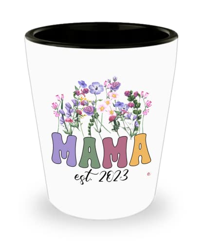 ODDITEES Funny Mother Shot Glass Mama Est. 2023 Date Personalizable