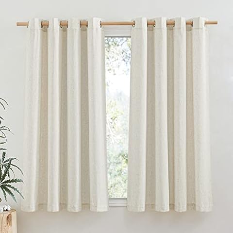 PONY DANCE Natural Flax Linen Curtains Set Cover