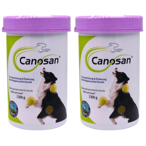 Canosan Pellets 2X 1300 g I Ergänzungsfuttermittel mit Gonex zur Unterstützung der Gelenkgesundheit I für Hunde Aller Altersklassen I Gelenke, Bänder, Sehnen I Spar-Set Plus Pharma Perle give-Away