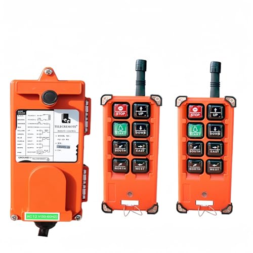 8 Buttons Crane Remote Control, 360 Degree Operated Crane Transmitter, Quick Wiring Industrial Remote Control for Port Crane, Electric Hoist ((2 Transmitters&Receiver)