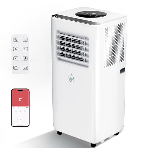 2025 Upgraded Portable Air Conditioner,8,000 BTU Portable AC Unit with Built-in Cool, 3-in-1 Cooling Fan & Dehumidifier for Rooms up to 350 Sq. Ft.,Smart APP and Remote Control,2 Speed,24H Timer