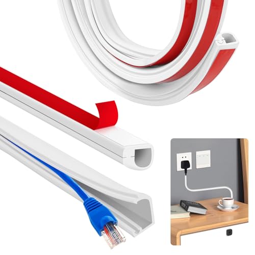 TGIYK Flexible Cable Trunking Self Adhesive Mini Wire Hider Cover for Walls White Cord Management System (3 Meter) to Protect Electrical Wires