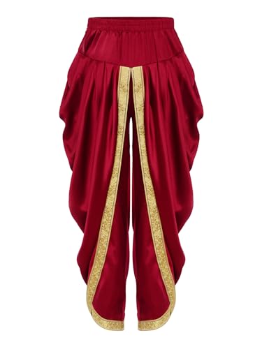 Kids Boys Satin Harem Pants Indian Traditional Dhoti Pants Elastic Waist Casual Draped Baggy Yoga Trousers2