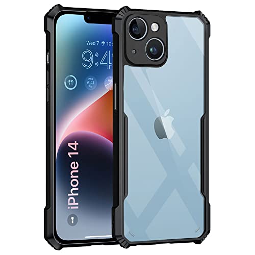 Image of WOW IMAGINE TPU+PC Shock Proof Clear Protective Back Cover Case For Apple Iphone 14 Plus - Airedge Technology | 360 Degree Camera Protection | Transparent Hybrid Back Case Mobile Cover - Black